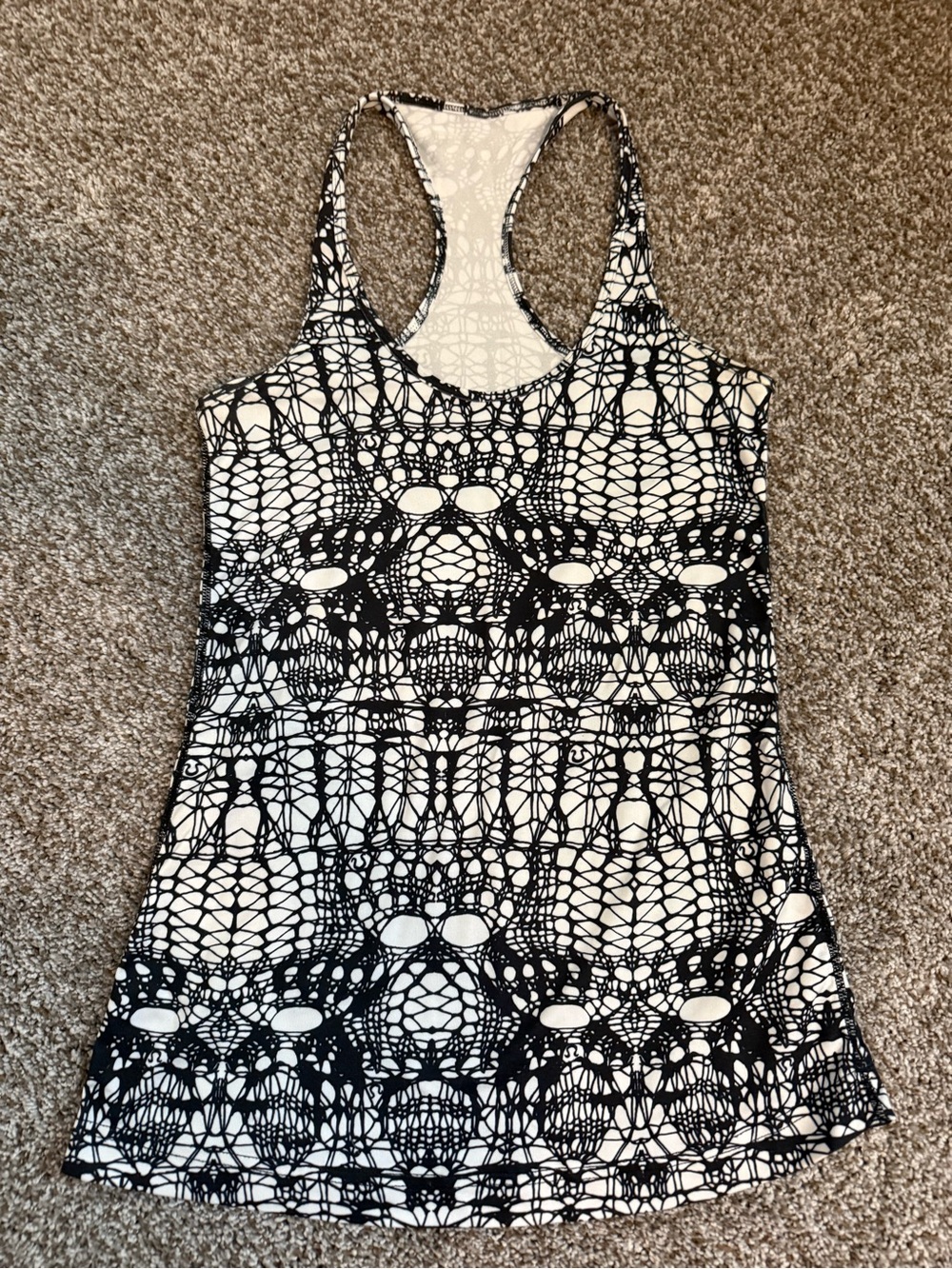 lululemon athletica Black and White Printed Racerback Tank